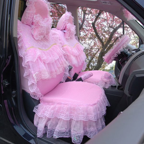 Funny prank decorative lace and girly car seat covers