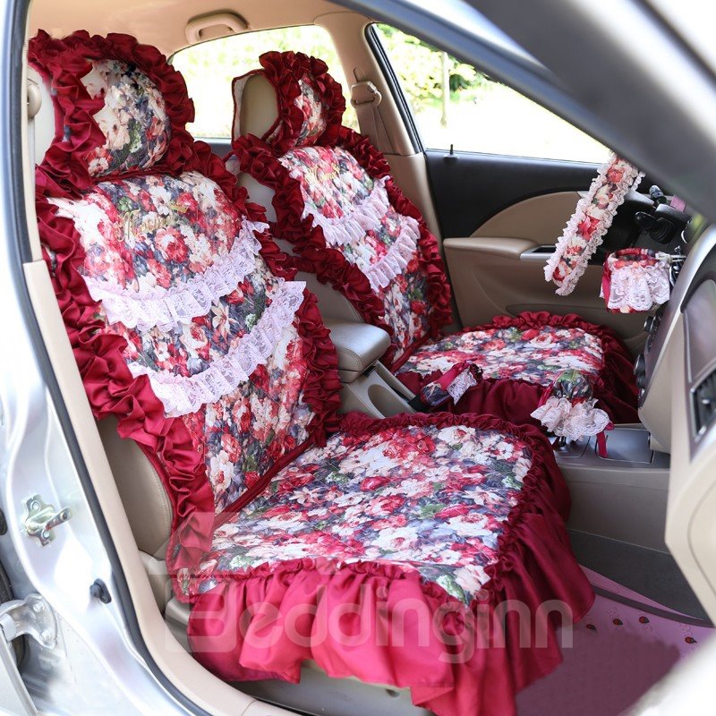 Funny prank decorative lace and girly car seat covers