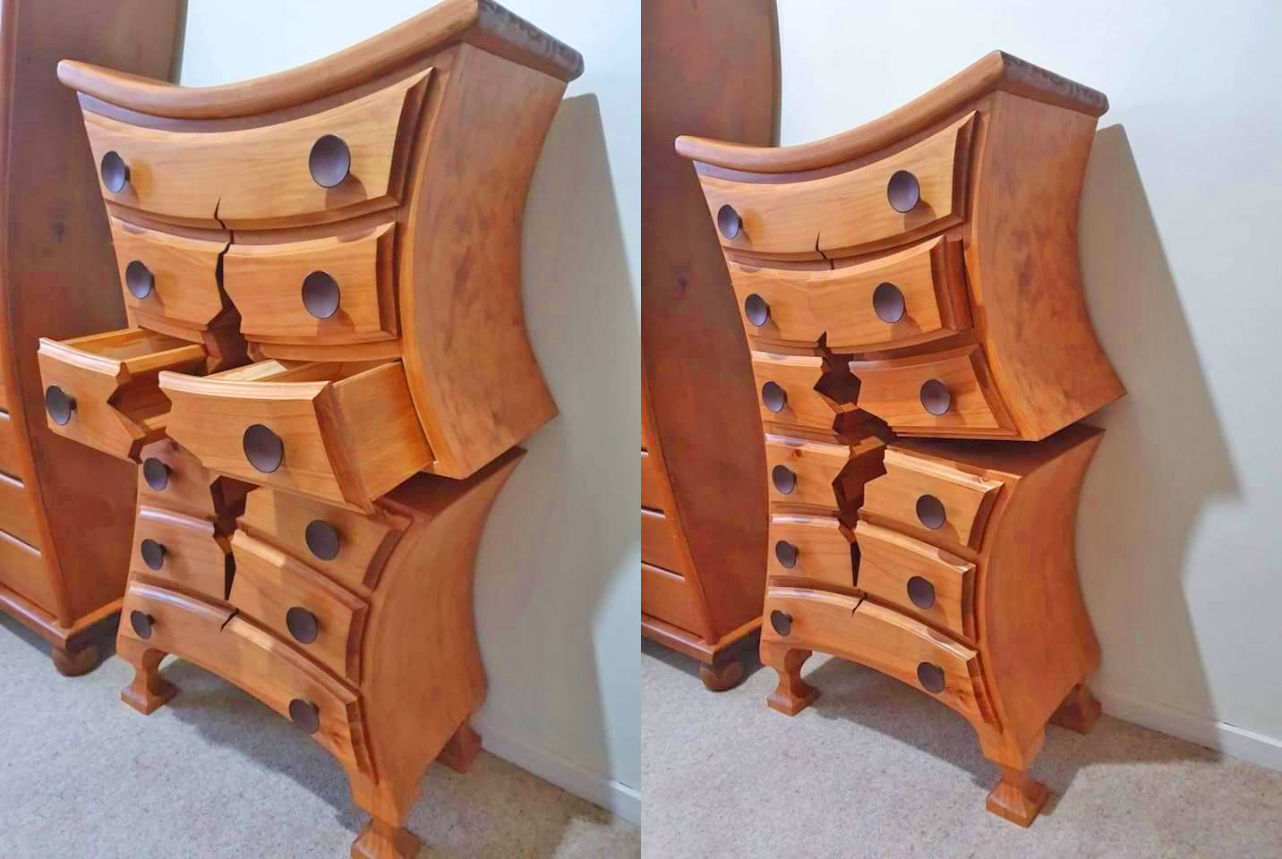 Henk Verhoeff Warped and Cracked Dresser Designs - Fairytale warped dresser woodworking
