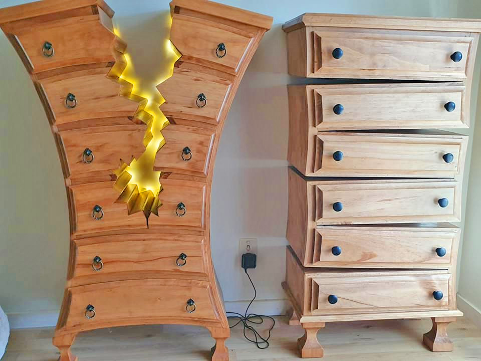 Henk Verhoeff Warped and Cracked Dresser Designs - Fairytale warped dresser woodworking