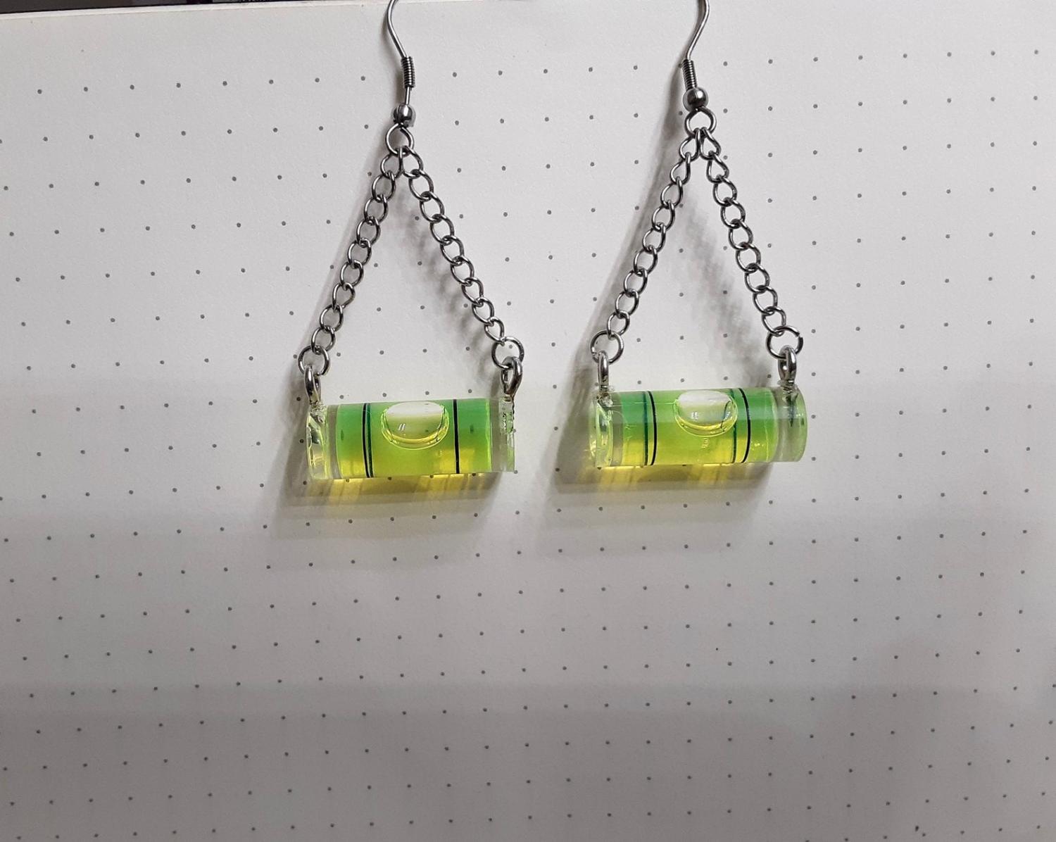 Level Earrings - Funny Prank level headed earrings