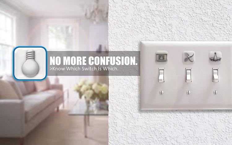 SwitchID Light Switch Cover Labels Help Identify What Switch Is For What - Light switch plate location icon stickers