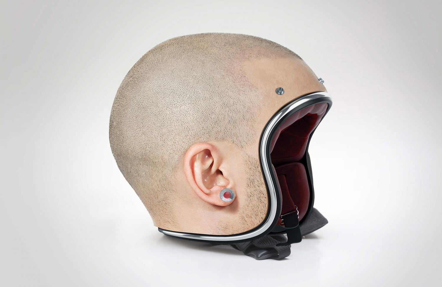 Motorcycle Helmets That Are Modeled After Actual Human Heads - Creepy Bald Human Head Bike Helmets