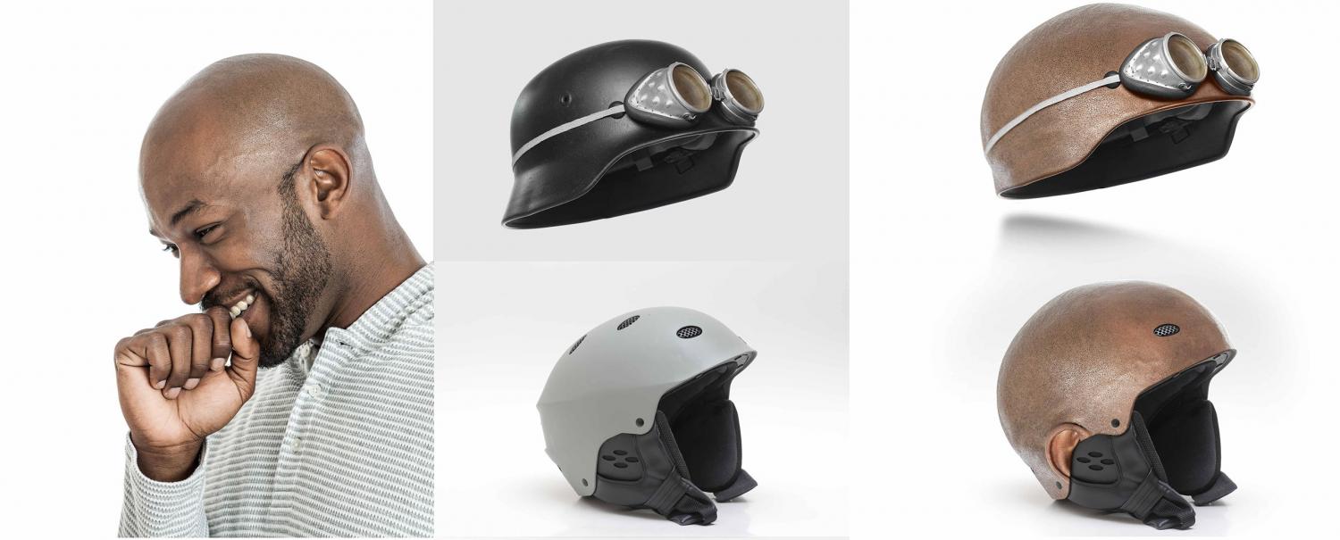 Motorcycle Helmets That Are Modeled After Actual Human Heads - Creepy Bald Human Head Bike Helmets