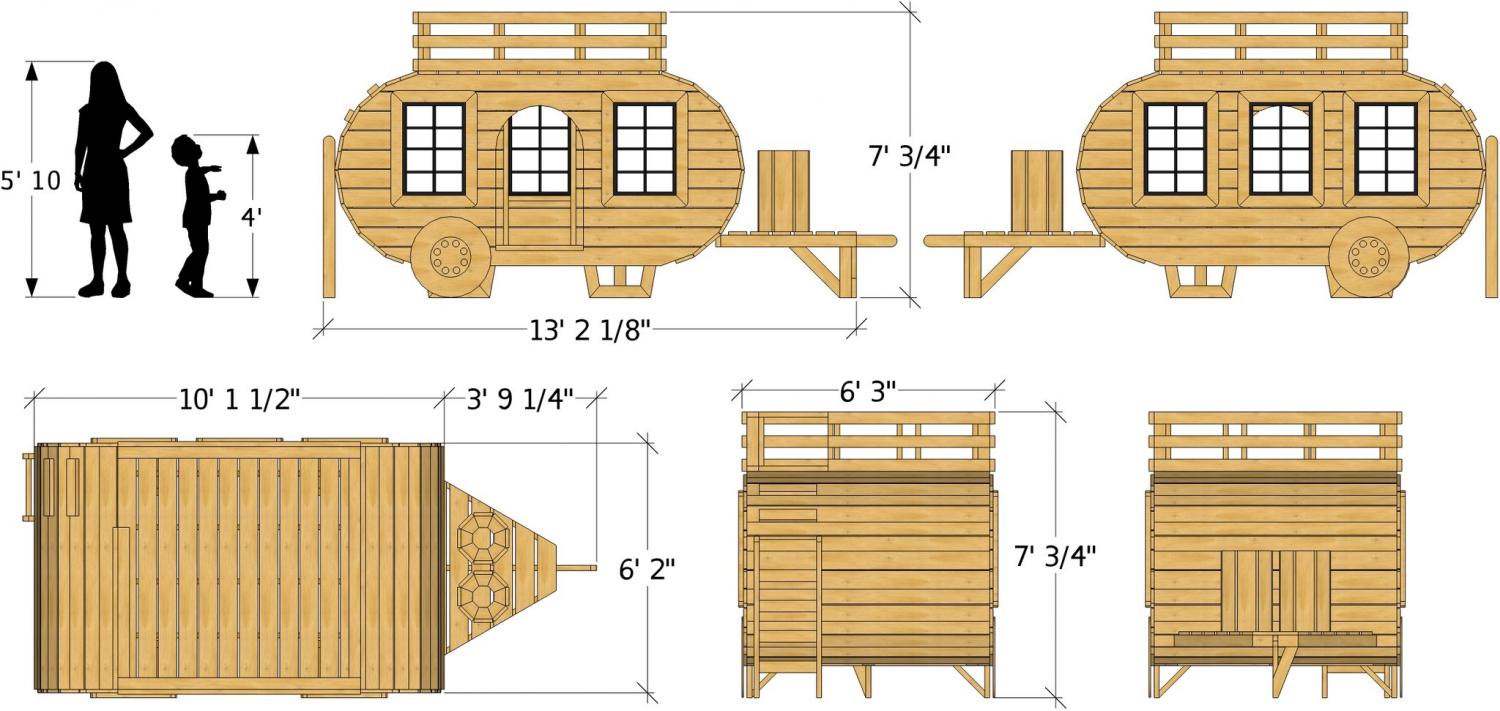Kids Camper Playhouse - DIY Children's retro camper outdoor playhouse