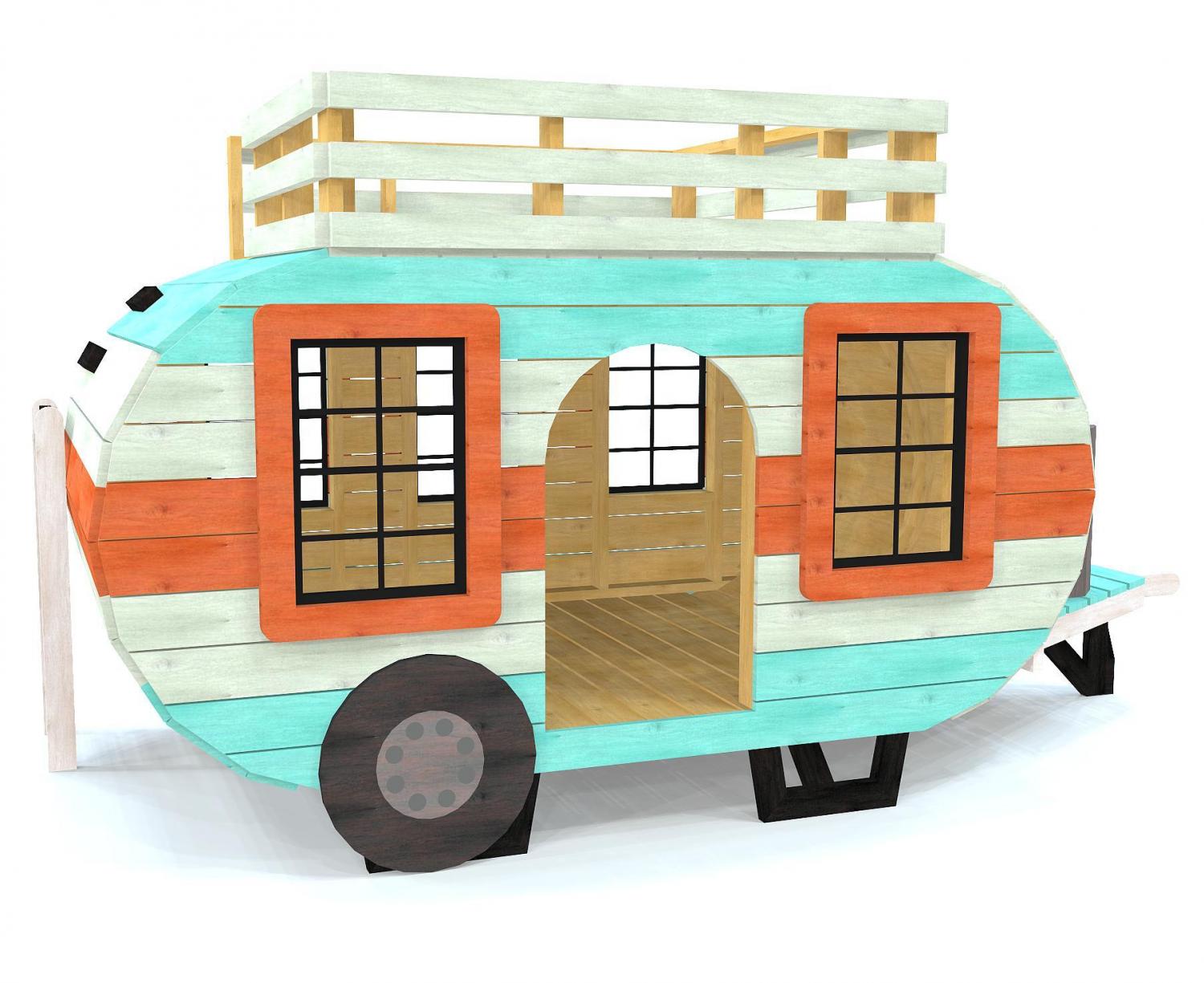 Kids Camper Playhouse - DIY Children's retro camper outdoor playhouse