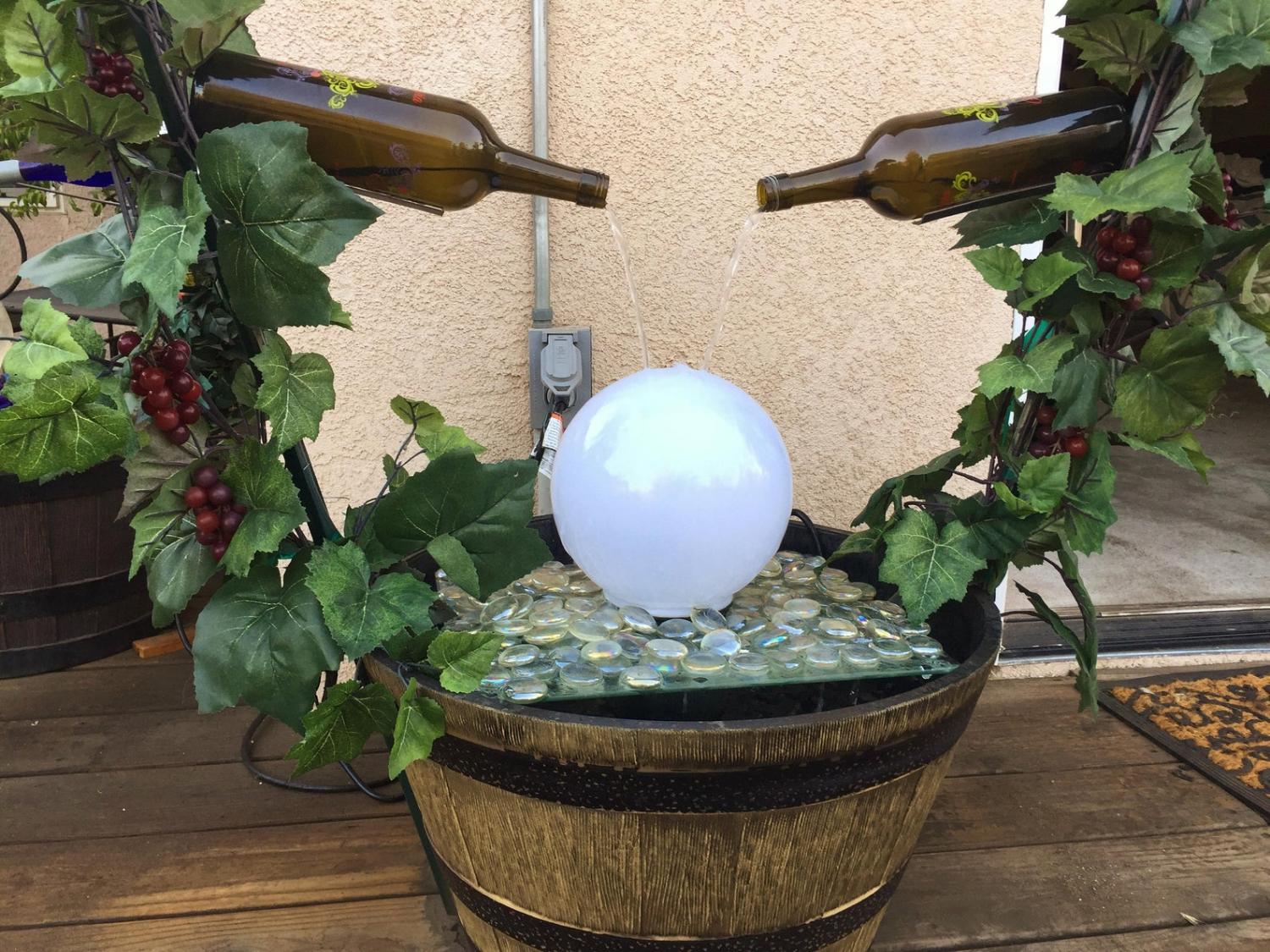Wine Bottle Fountain - DIY Backyard wine bottler and wine cup water fountain