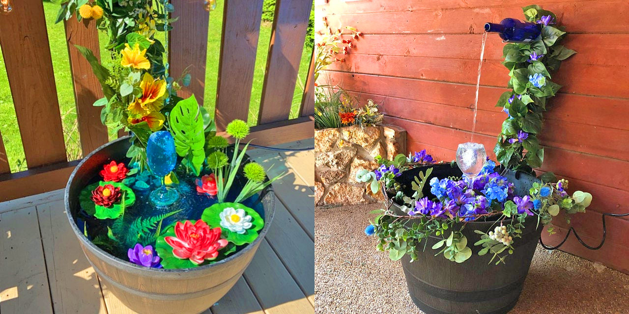 Wine Bottle Fountain - DIY Backyard wine bottler and wine cup water fountain