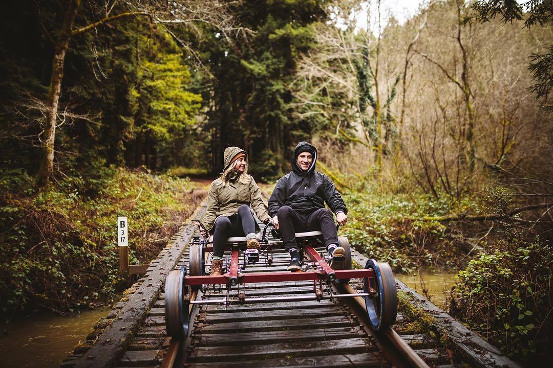 Rail Bikes Let You Pedal Through The Redwood Forest In California - Electric Railroad bicycles tour redwoods