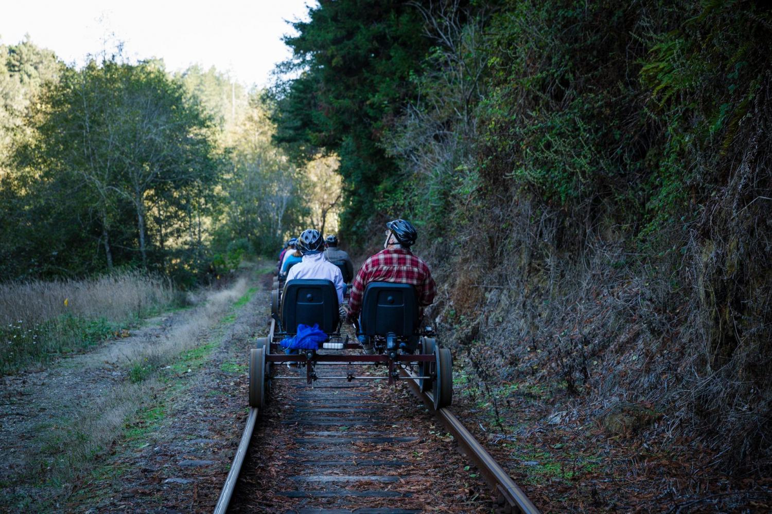 Rail Bikes Let You Pedal Through The Redwood Forest In California - Electric Railroad bicycles tour redwoods