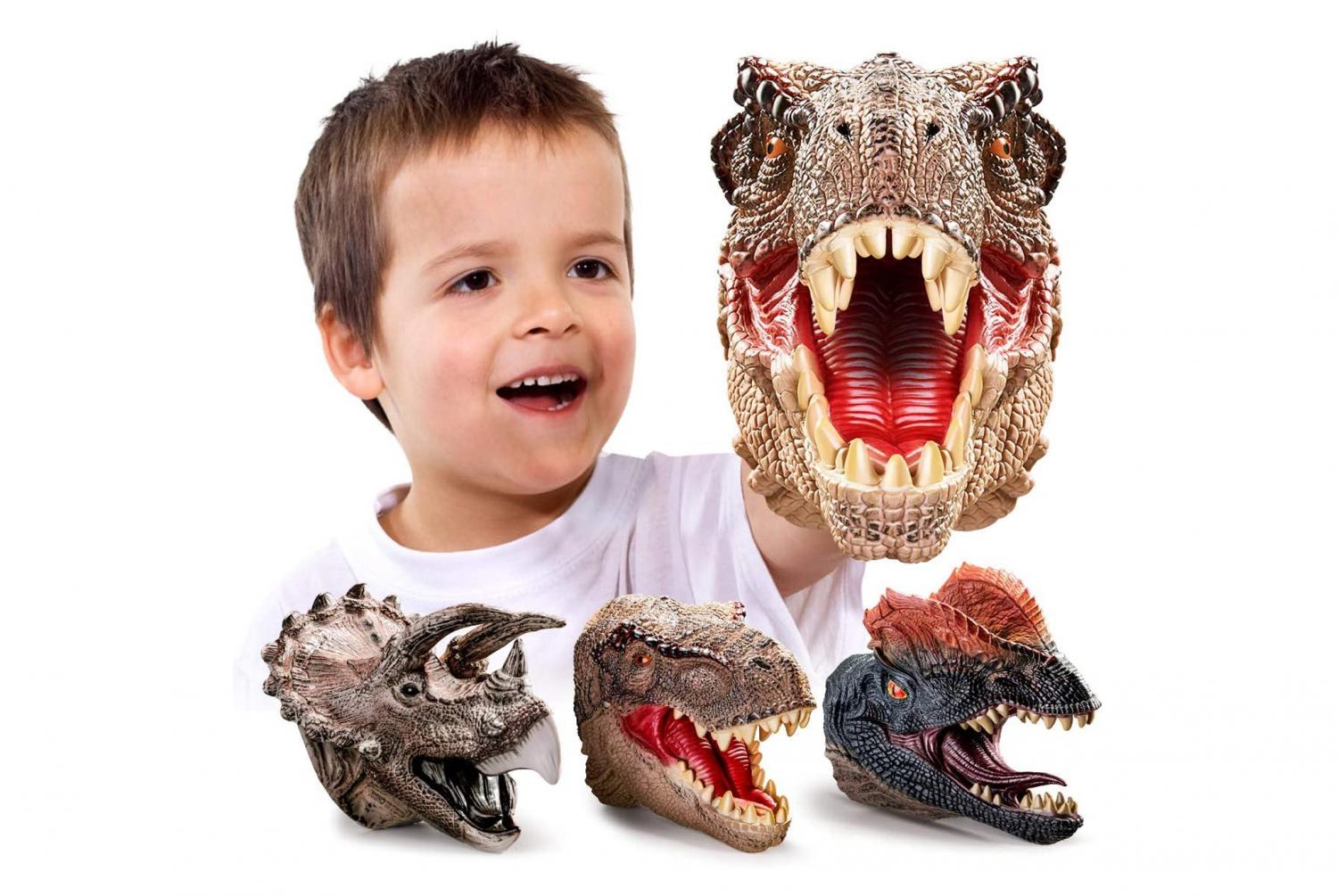 Realistic Rubber Dinosaur Hand Puppets - battle dinosaur head gloves