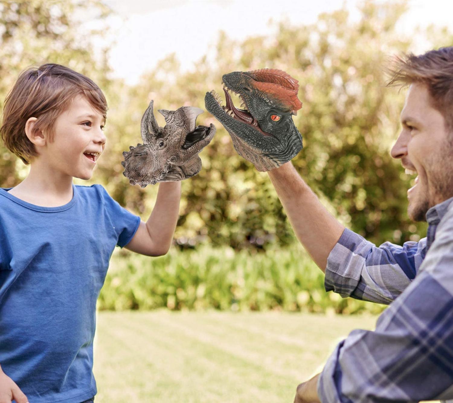 Realistic Rubber Dinosaur Hand Puppets - battle dinosaur head gloves