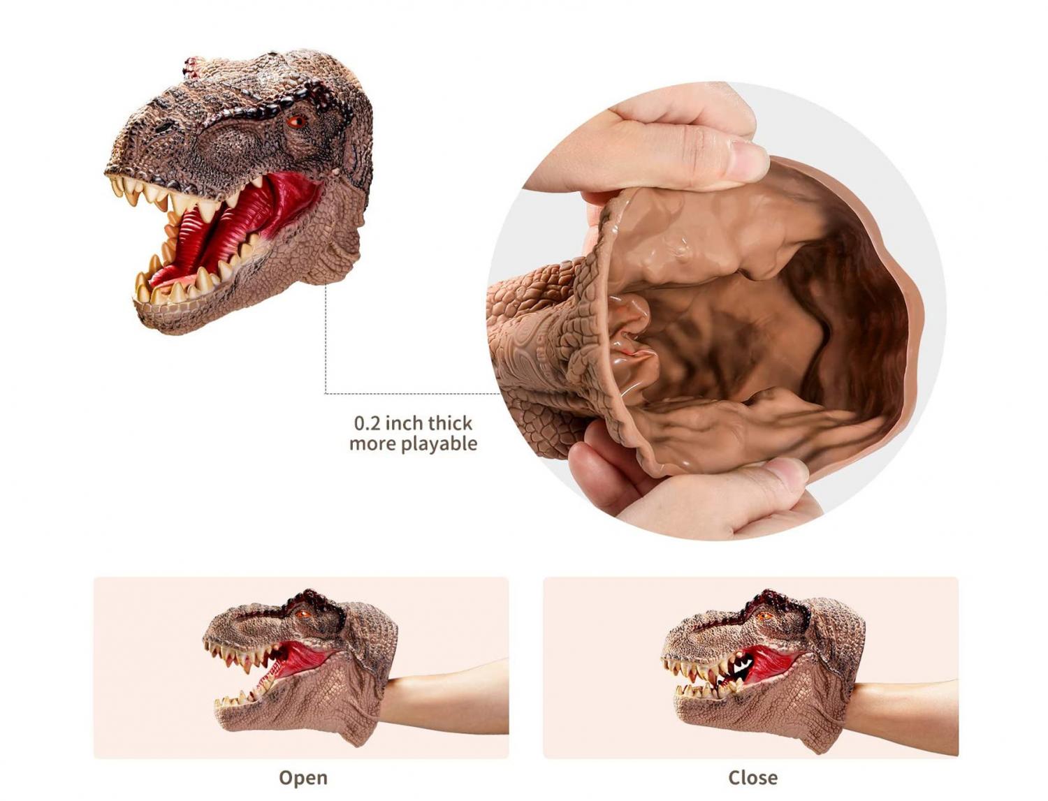 Realistic Rubber Dinosaur Hand Puppets - battle dinosaur head gloves