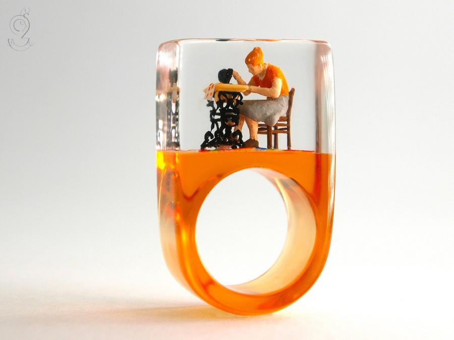 Resin Rings With Miniatures Inside Them