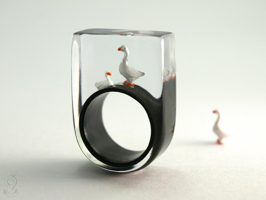 Resin Rings With Miniatures Inside Them