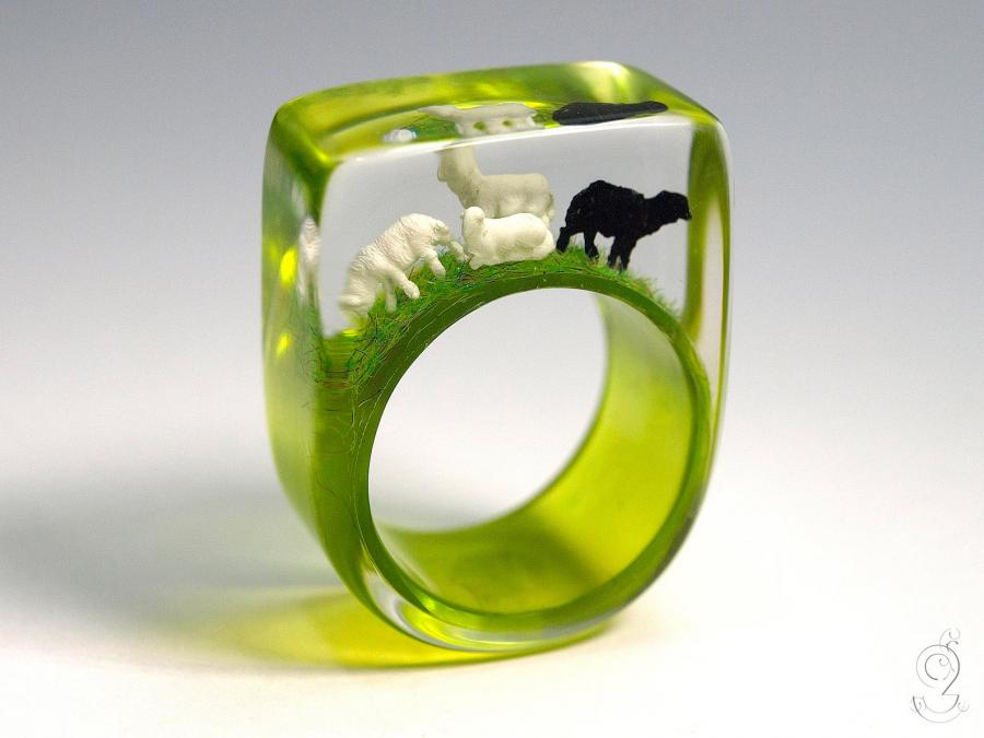 Resin Rings With Miniatures Inside Them