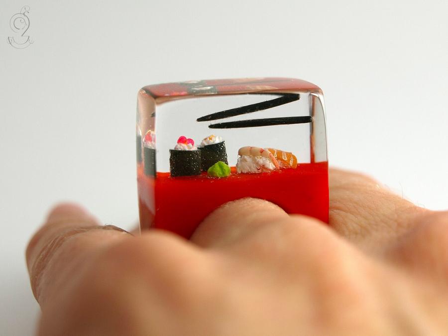 Resin Rings With Miniatures Inside Them