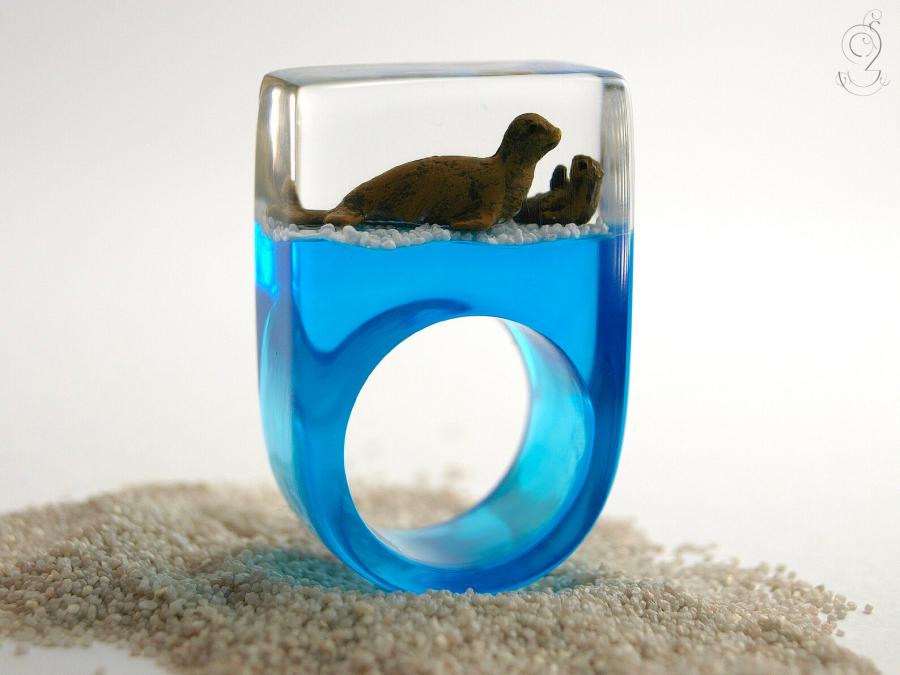 Resin Rings With Miniatures Inside Them