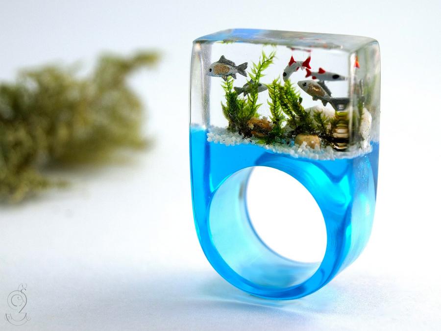 Resin Rings With Miniatures Inside Them