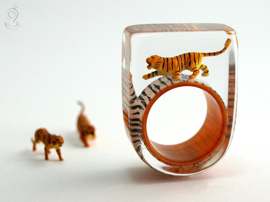 Resin Rings With Miniatures Inside Them