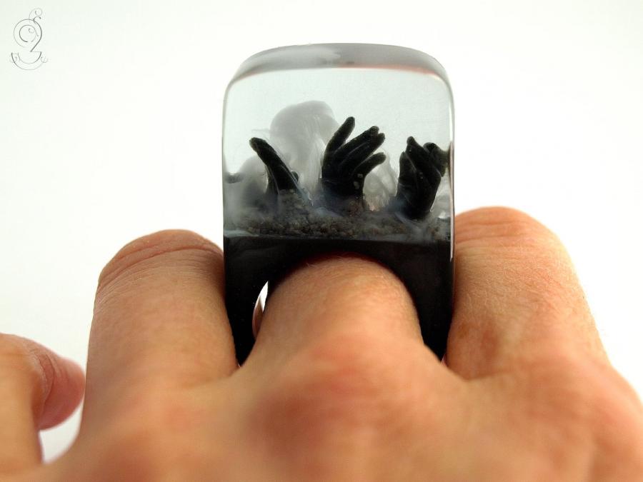 Resin Rings With Miniatures Inside Them