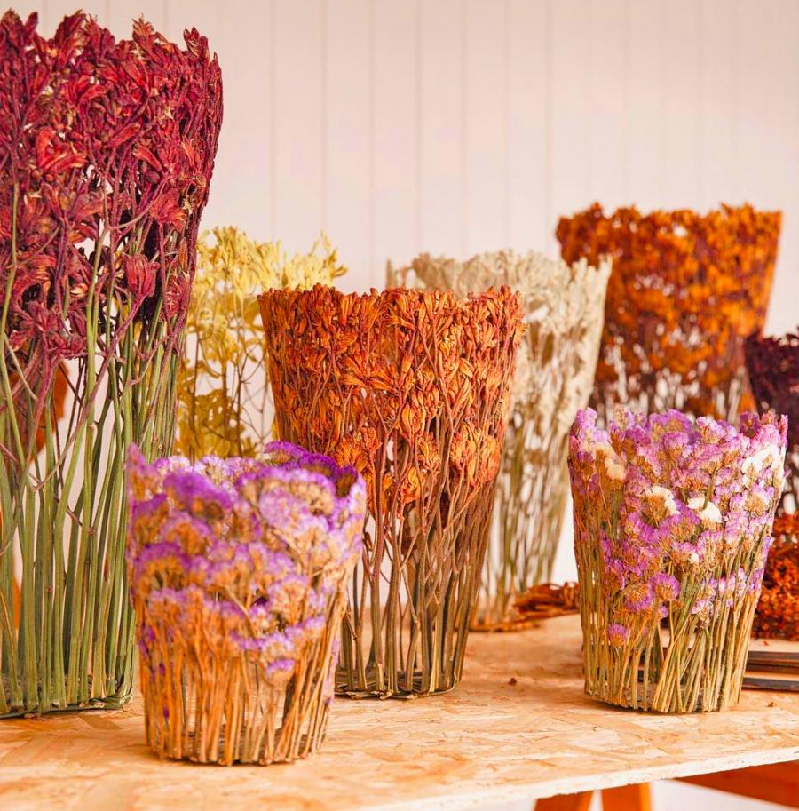 Unique Flower Vases Made From Dried Flowers By Shannon Clegg