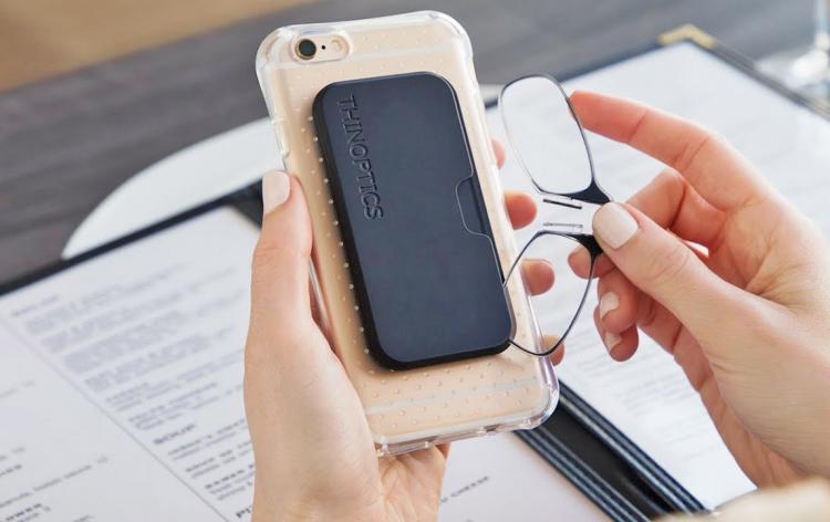 ThinOPTICS Phone Case Tiny Thin Reading Glasses - Folding Reading glasses inside iPhone case