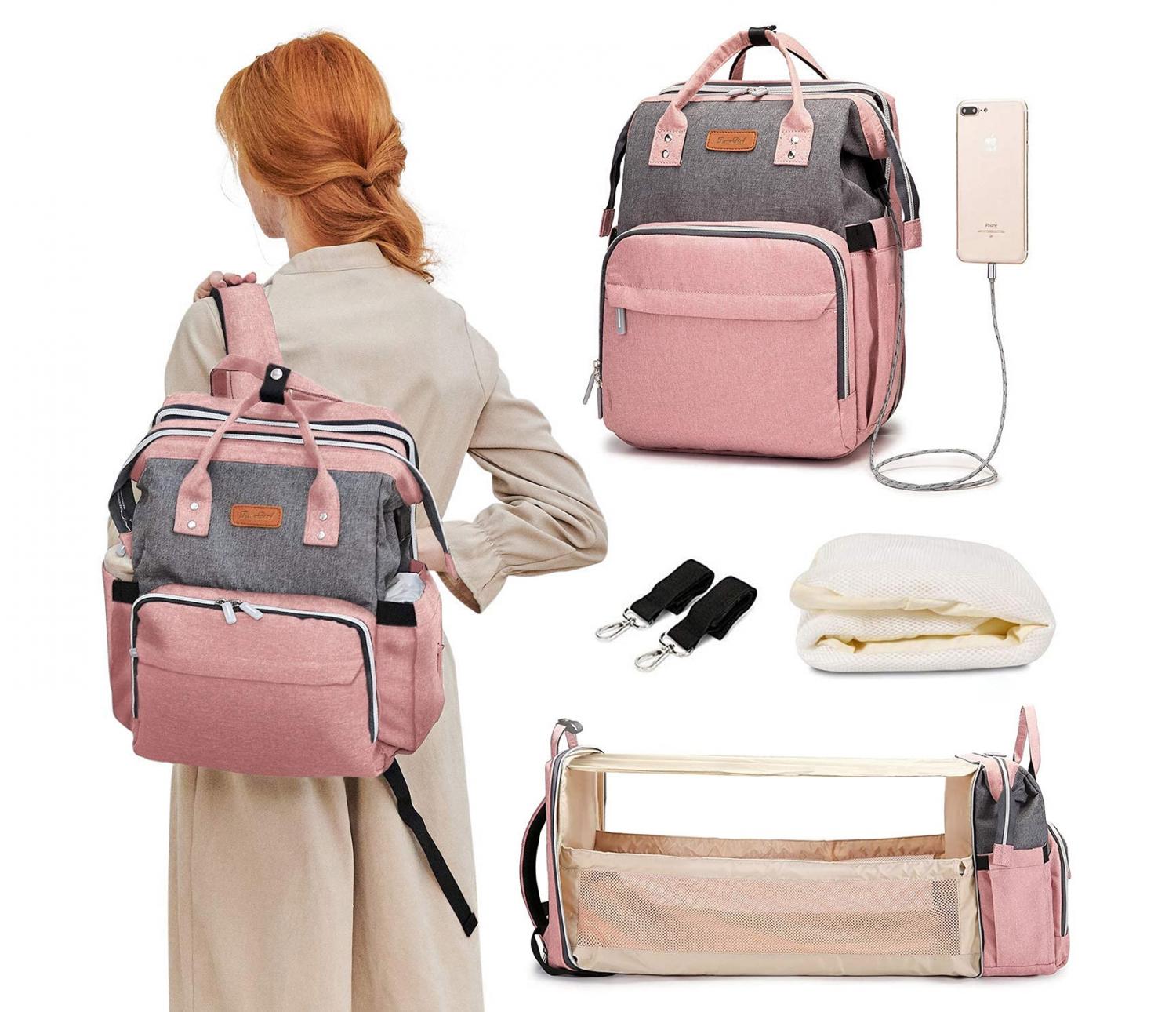 3-in-1 Diaper Bag With Built-in Changing Station/Bassinet