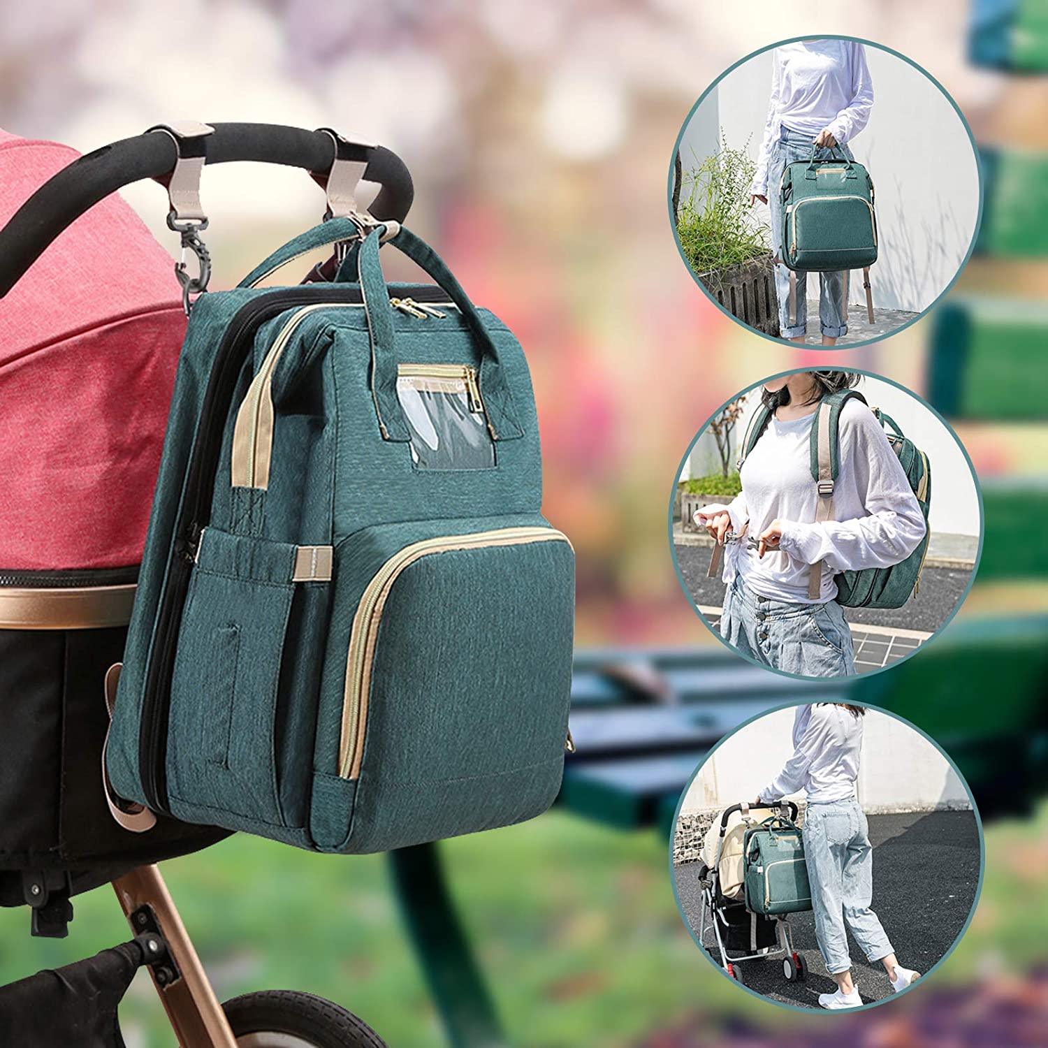 3-in-1 Diaper Bag With Built-in Changing Station/Bassinet