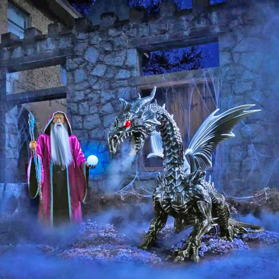 Giant Dragon That Breaths Fog Halloween yard decor