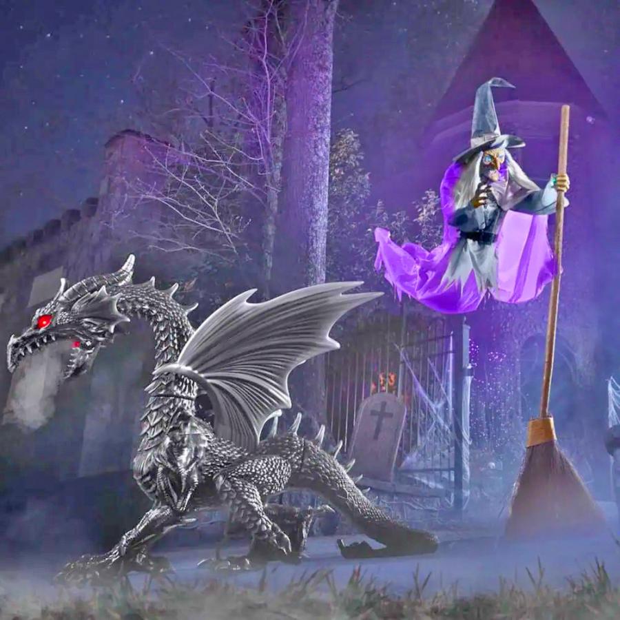 Giant Dragon That Breaths Fog Halloween yard decor