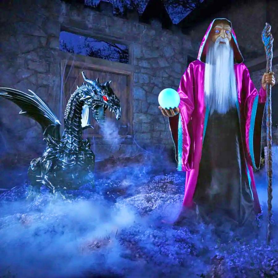 Giant Dragon That Breaths Fog Halloween yard decor
