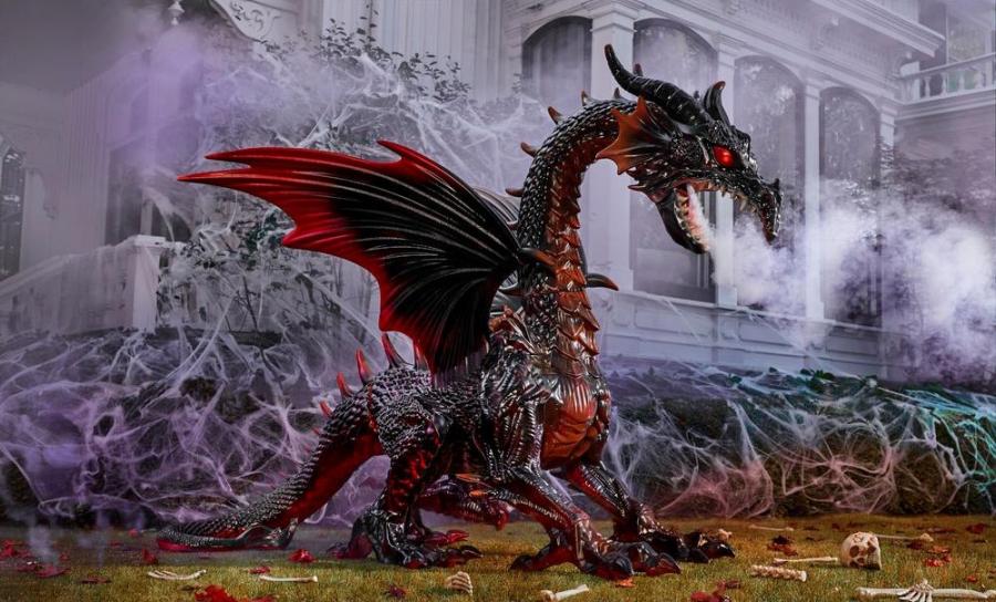 Giant Dragon That Breaths Fog Halloween yard decor