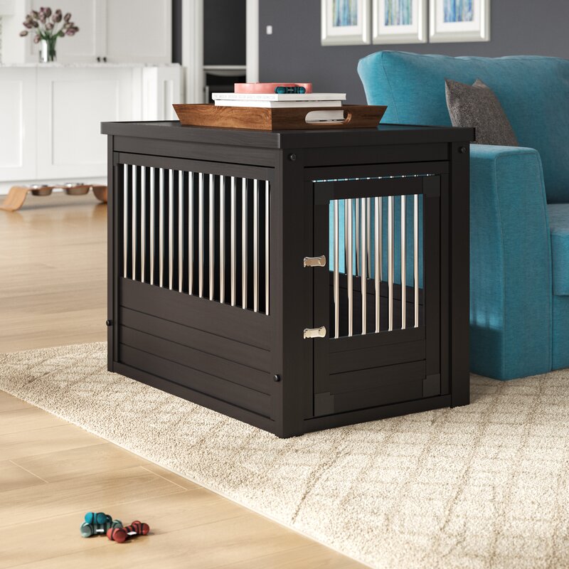 Modern Design Corner Credenza Also Doubles as a Pet Crate - Dog crate credenza table furniture combo