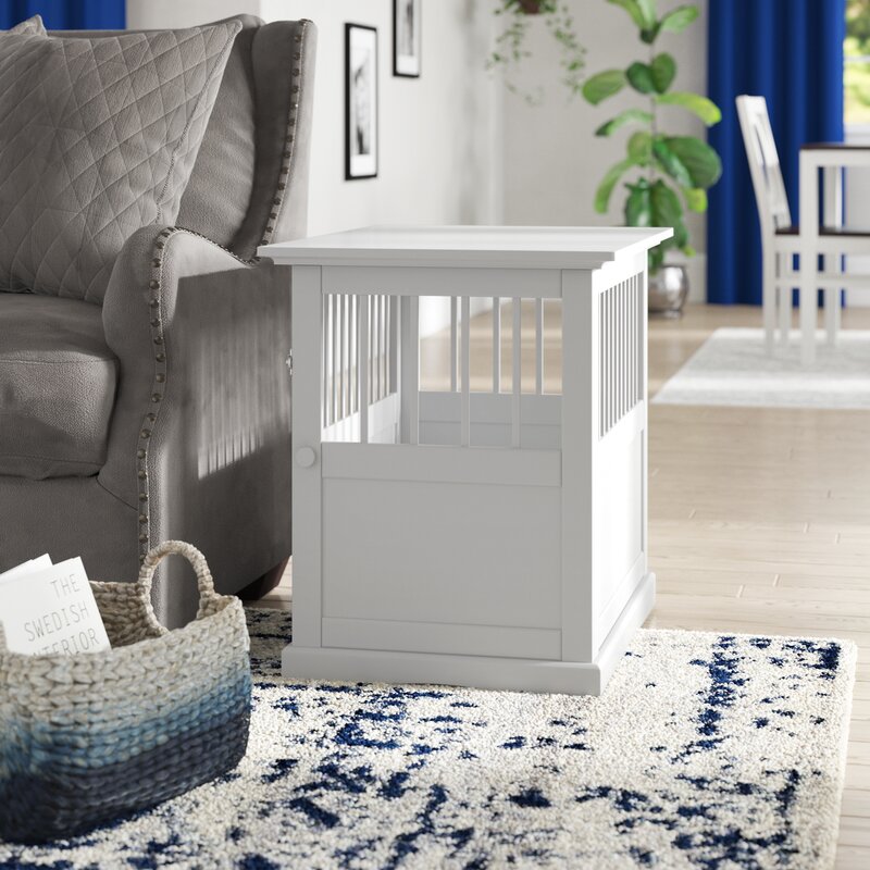 Modern Design Corner Credenza Also Doubles as a Pet Crate - Dog crate credenza table furniture combo