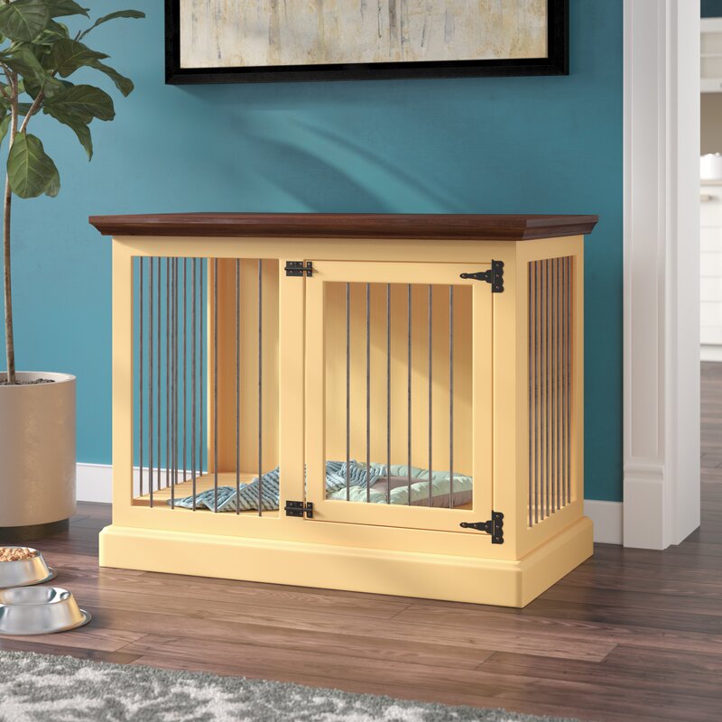 Modern Design Corner Credenza Also Doubles as a Pet Crate - Dog crate credenza table furniture combo