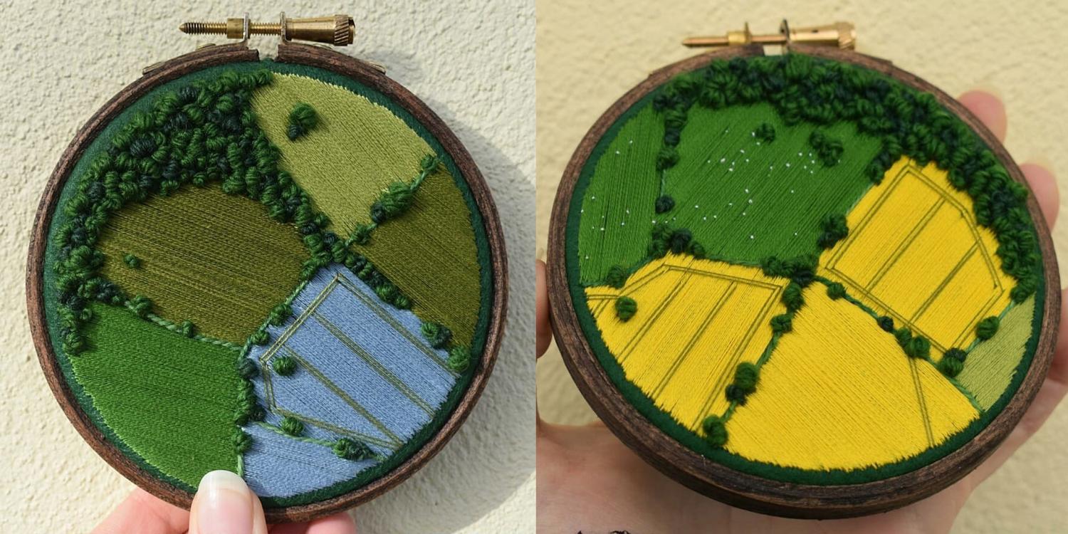 Incredible Mini Embroidery Pieces That Look Like Landscape Paintings - Best embroidery art painting