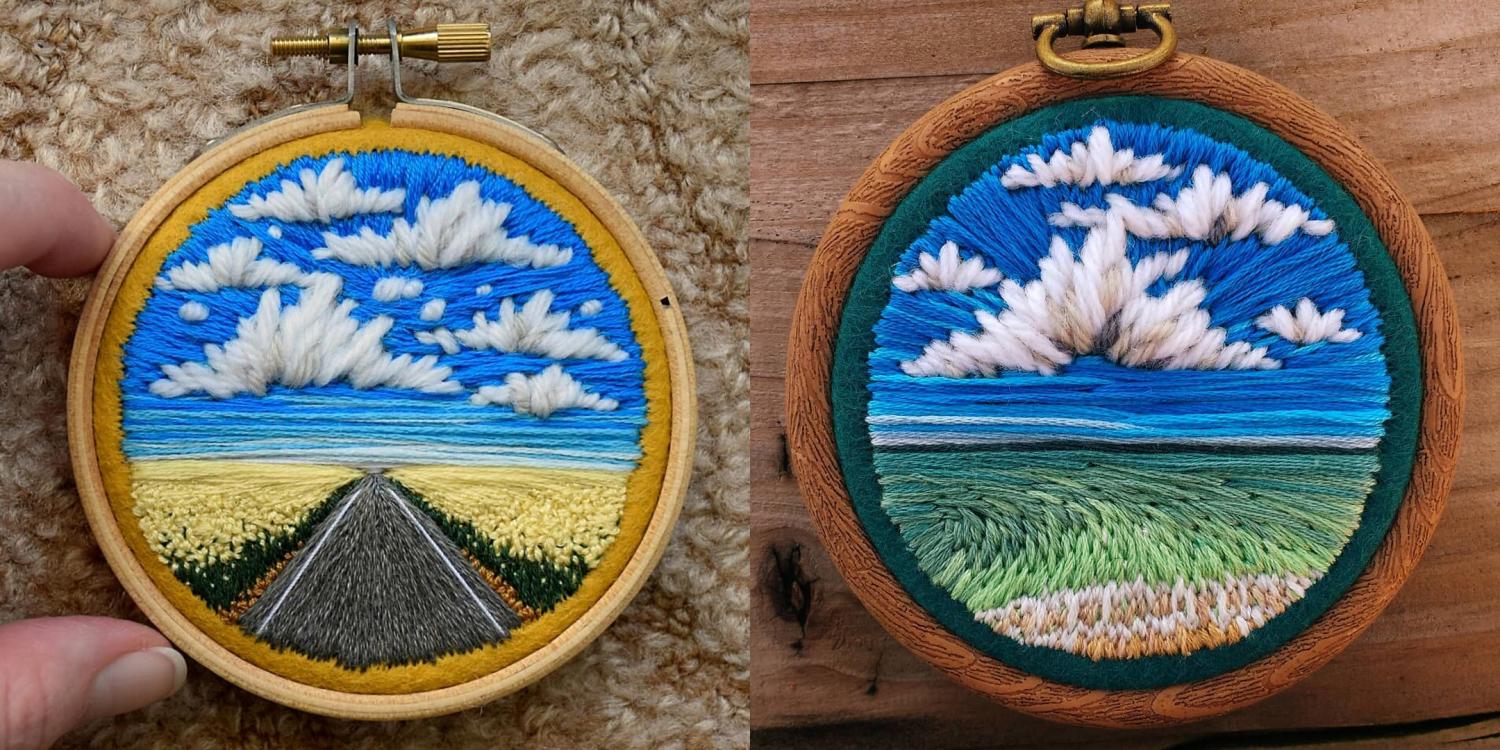 Incredible Mini Embroidery Pieces That Look Like Landscape Paintings - Best embroidery art painting