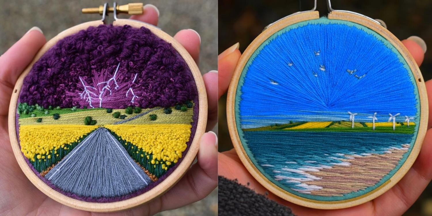 Incredible Mini Embroidery Pieces That Look Like Landscape Paintings - Best embroidery art painting