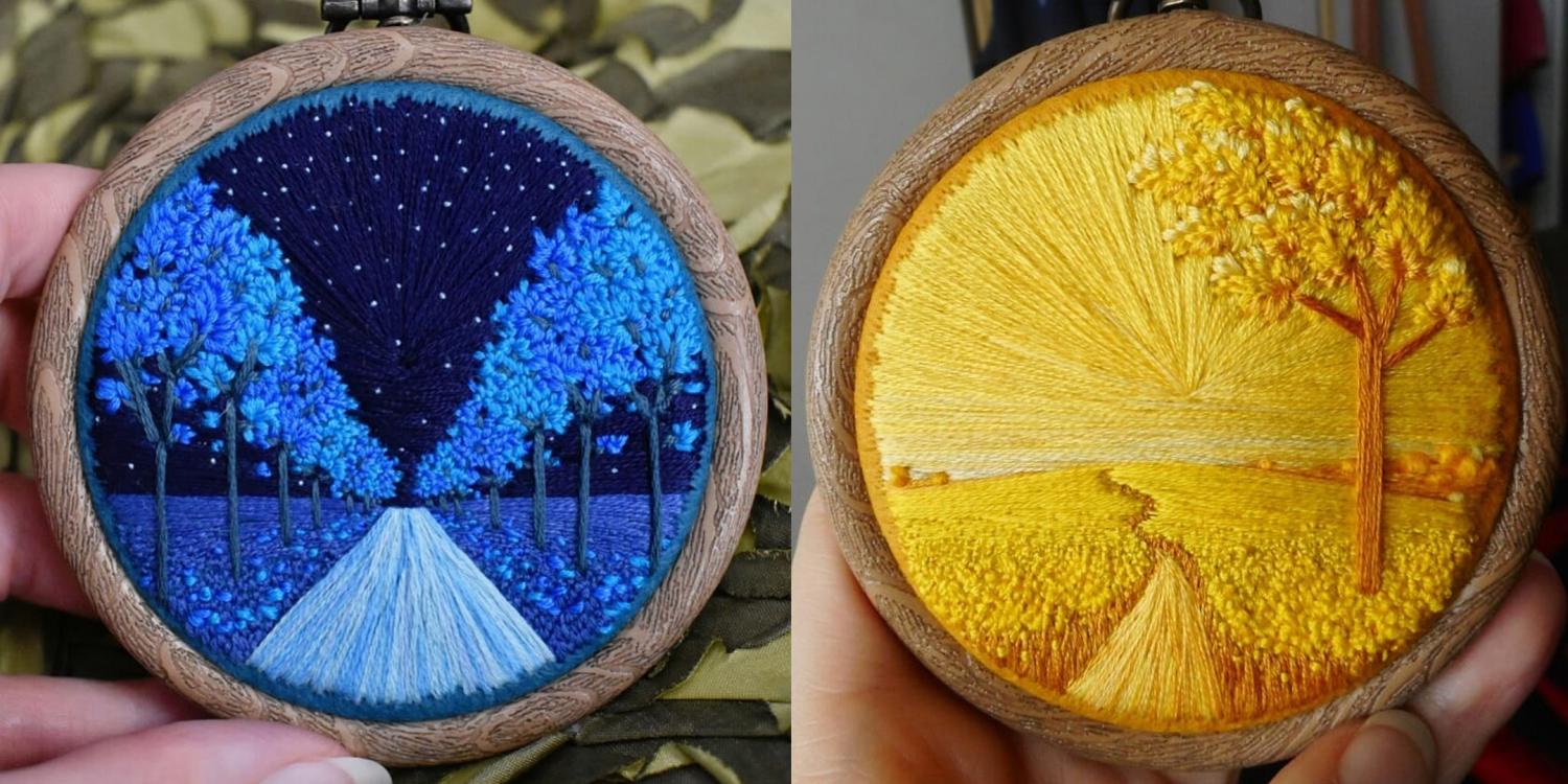 Incredible Mini Embroidery Pieces That Look Like Landscape Paintings - Best embroidery art painting