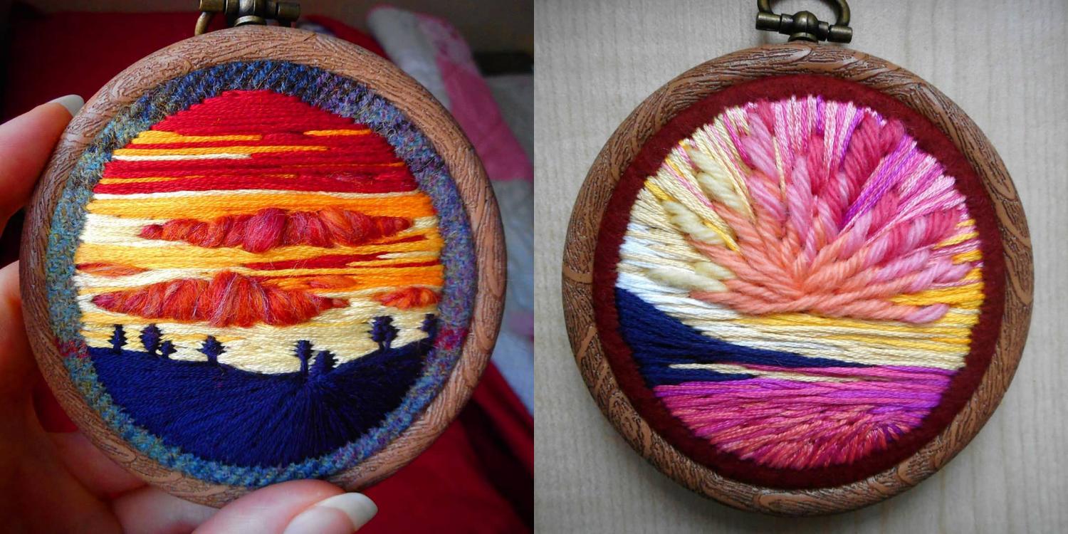 Incredible Mini Embroidery Pieces That Look Like Landscape Paintings - Best embroidery art painting