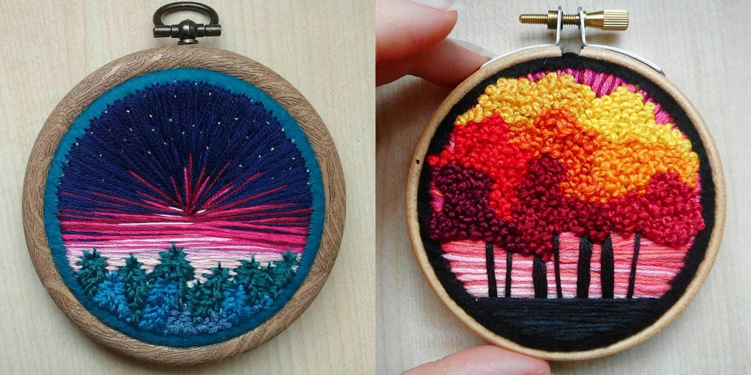Incredible Mini Embroidery Pieces That Look Like Landscape Paintings - Best embroidery art painting