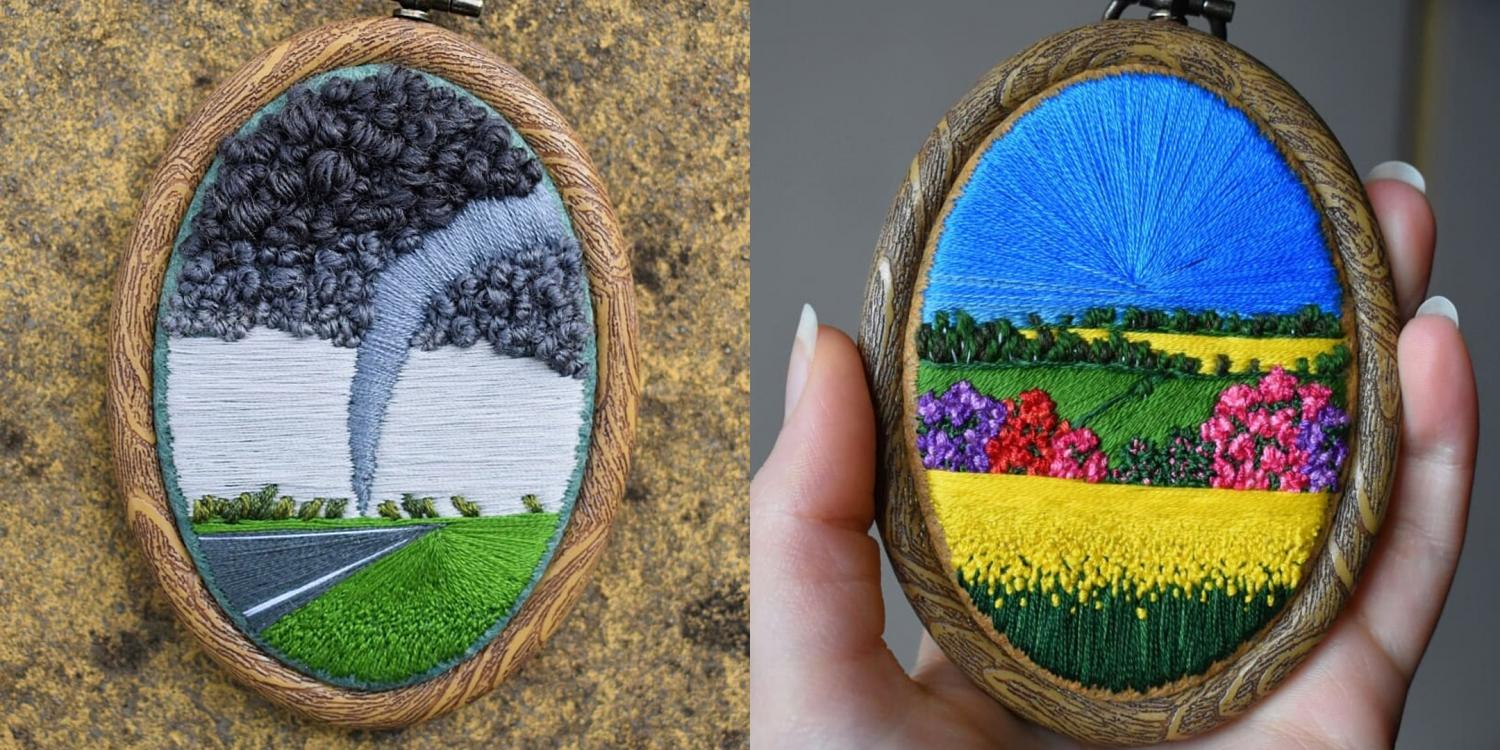 Incredible Mini Embroidery Pieces That Look Like Landscape Paintings - Best embroidery art painting