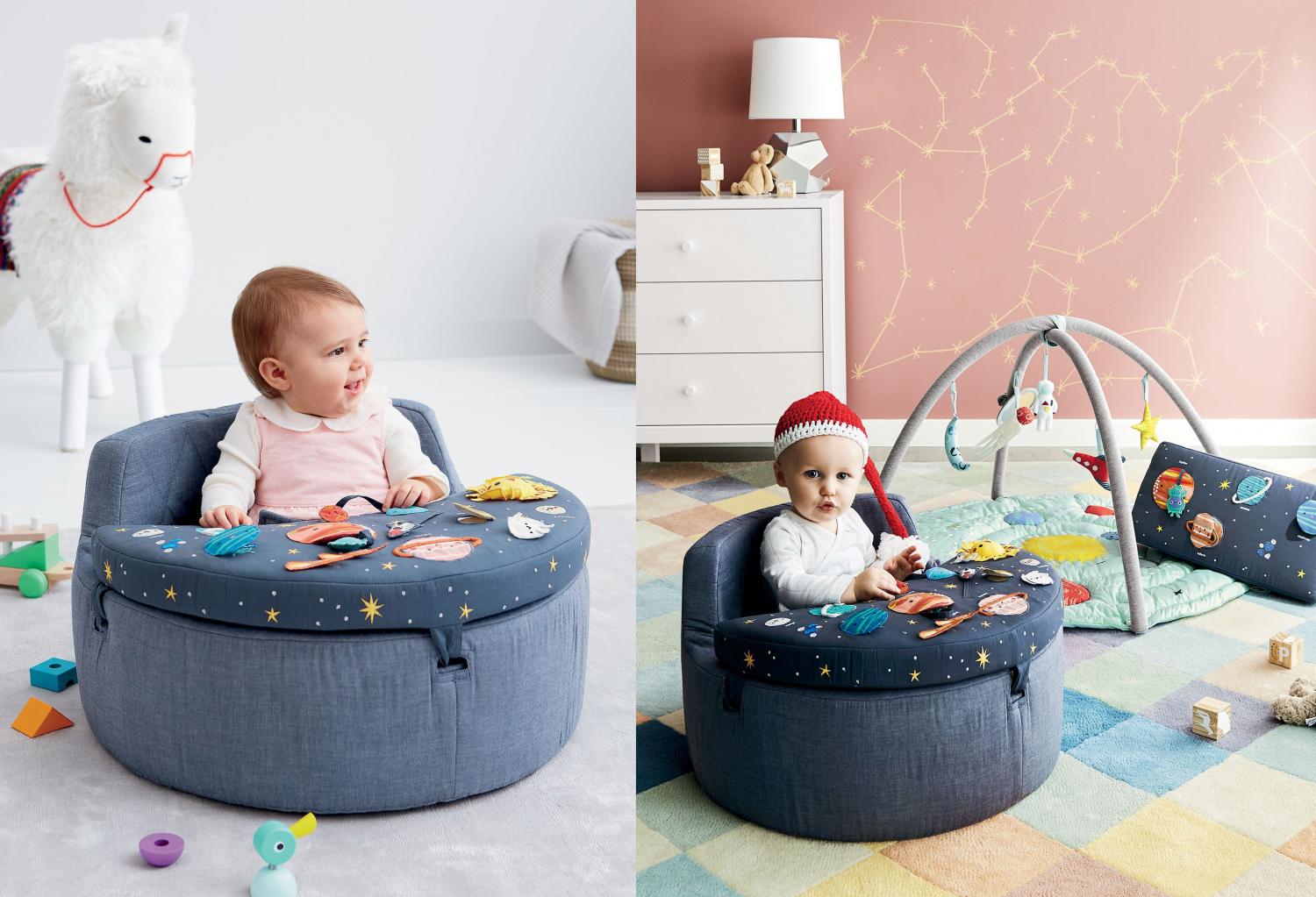 Cute Baby Activity Chair Helps Them Learn About Space And The Solar System - Deep Space Baby Activity Chair