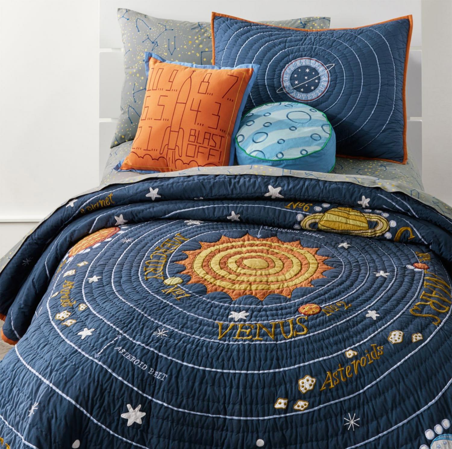 Space Themed Toddler Quilt - Helps babies and kids learn about space