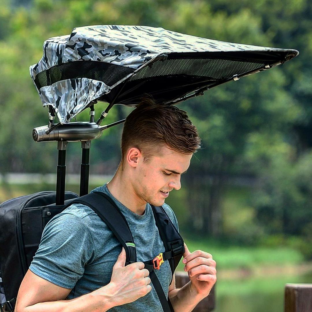 EZ Funshell Retractable Umbrella Backpack - Backpack with auto-deploying sun and rain umbrella