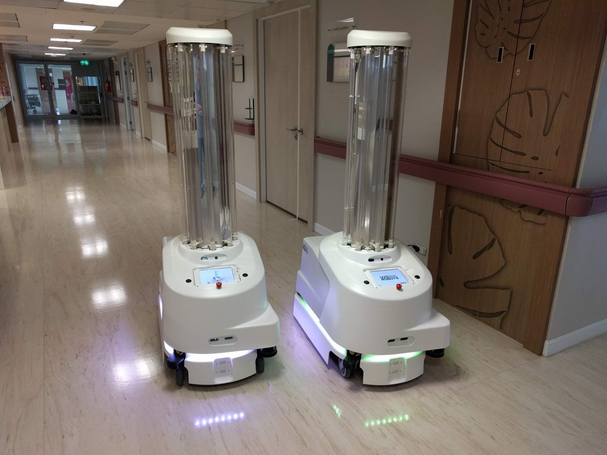 Bacteria-Killing Robot Disinfects Hospital Rooms Autonomously - UVD Robots hospital/hotel room disinfecting UV-robot
