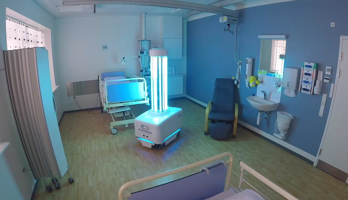 Bacteria-Killing Robot Disinfects Hospital Rooms Autonomously - UVD Robots hospital/hotel room disinfecting UV-robot
