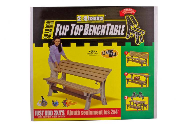 BenchTable: A Bench That Instantly Turns Into a Table - 2x4basics Flip Top Converting Bench Table