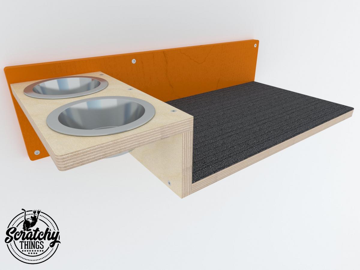 Wall-mounted cat feeder step - Hanging cat food bowls